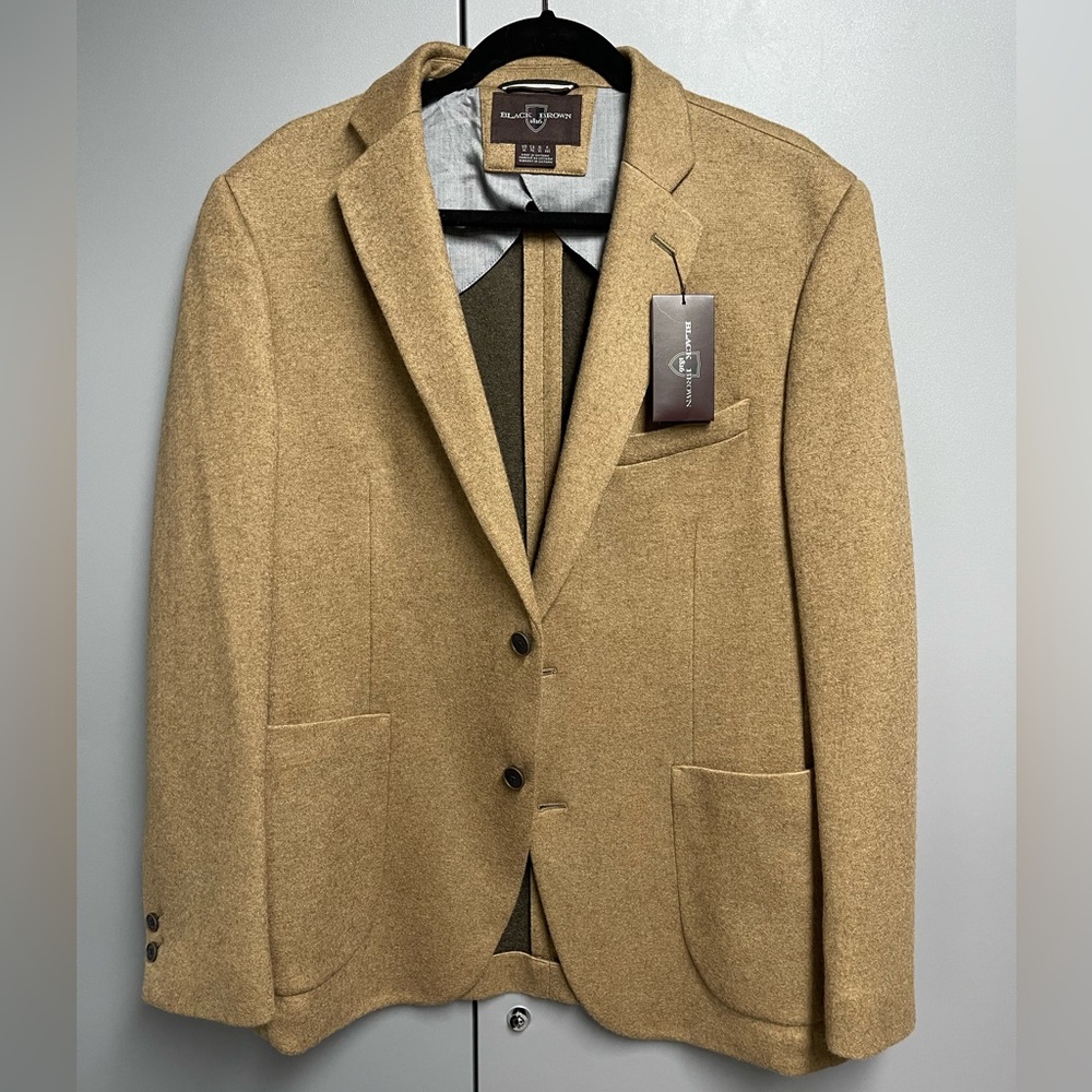 Men’s Black Brown 1826 Camel Colored Wool Sports Coat Size XL New